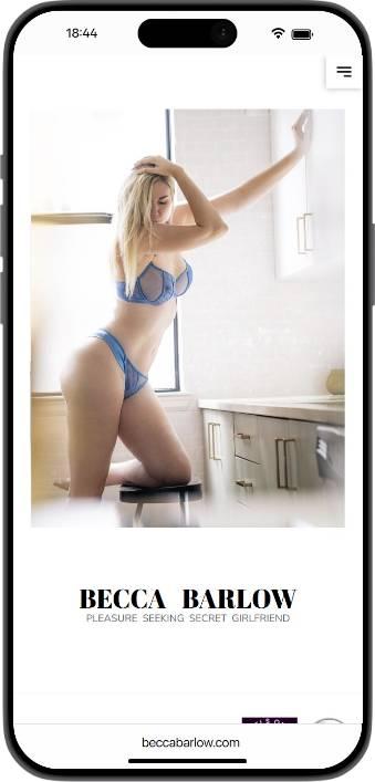 Becca Barlow homepage displayed on an iPhone