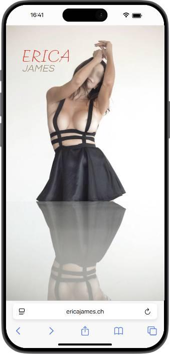 Erica James website displayed on an iPhone